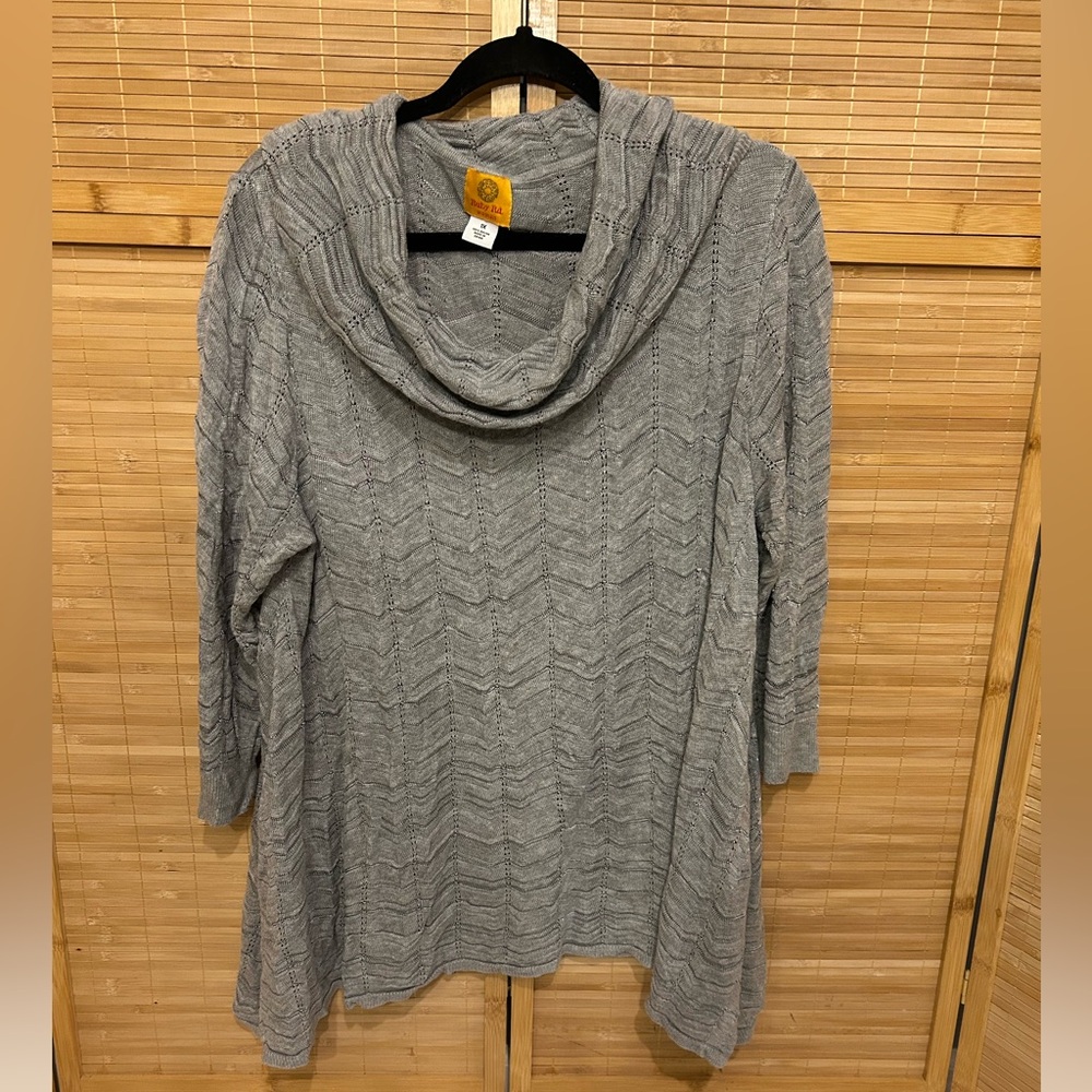 Ruby Rd gray textured cowl neck lightweight sweater 3/4 sleeve woman’s 1X